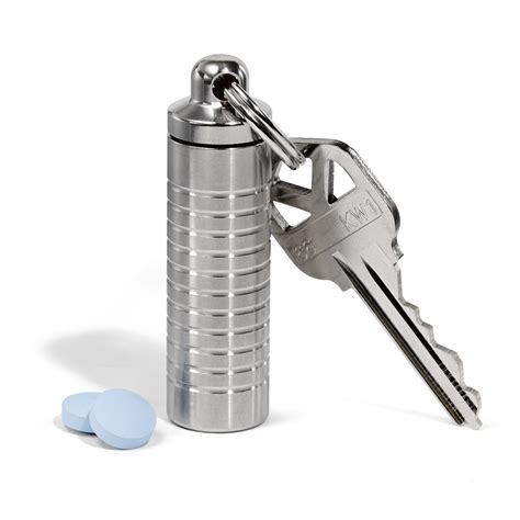 stainless steel keychain pill box|keychain pill container.